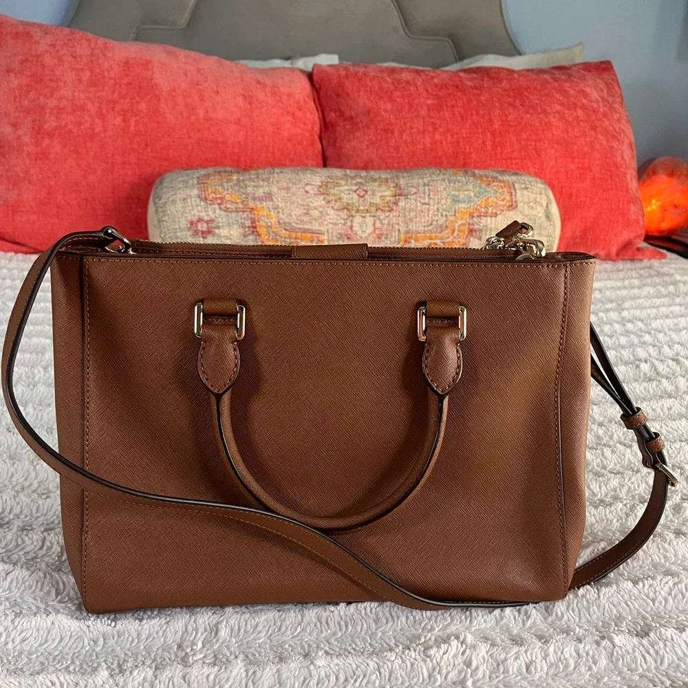 Michael Kors Sutton Satchel Saffiano Leather Brown NWOT - Picture 5 of 15